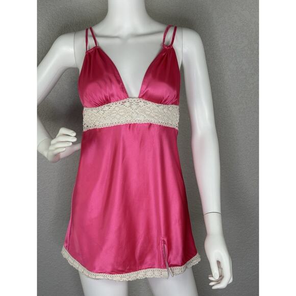 Y2K Victorias Secret Slipdress Cami Babydoll Mini Coquette Boho Hot Pink Size S - Picture 5 of 14